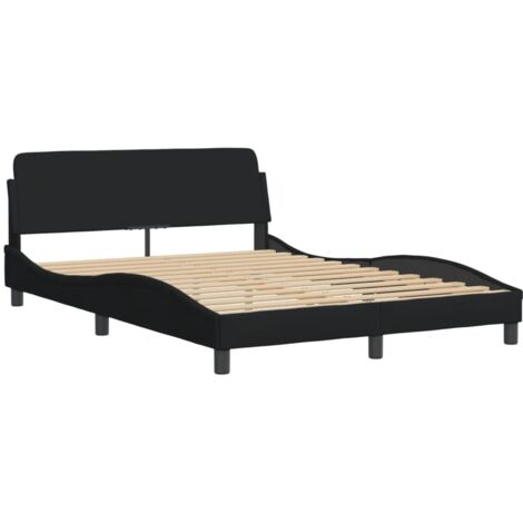 Vidaxl – Cadre de lit 120x200 cm tissu noir – Tête de lit moderne – Lattes en contreplaqué pour soutien optimal – Pieds robustes pour stabilité (1/5)