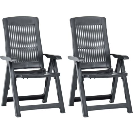 Chaises inclinables de jardin lot de 2 Plastique Anthracite vidaXL