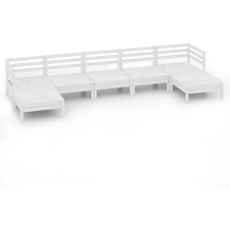 Salon de jardin 7 pcs Blanc Bois de pin massif vidaXL (1/5)