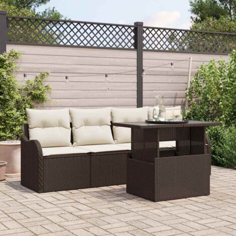 Ensemble de canapé de jardin 5 pcs Marron Poly Rattan vidaXL (1/5)