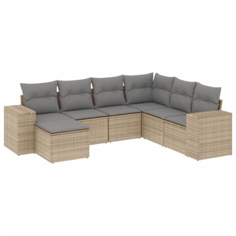 Salon de jardin avec coussins 7 pcs beige résine tressée vidaXL (1/3)