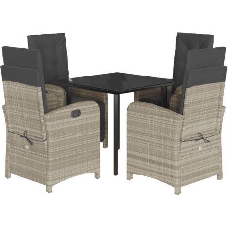 Ensemble à manger de jardin et coussins 5 pcs gris clair rotin vidaXL (1/5)
