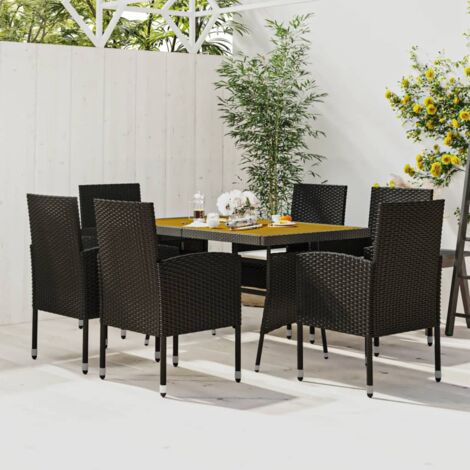 Ensemble à manger d'extérieur 7 pcs Résine tressée Noir vidaXL (1/5)