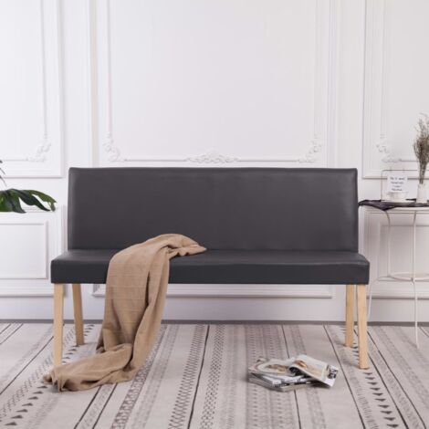 Vidaxl – Banc de salle à manger 139,5 cm – Cadre en pin massif – Tapisserie en similicuir gris – Profondeur d'assise 41 cm – Hauteur 48 cm