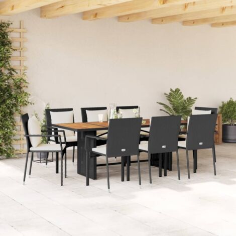Ensemble à manger de jardin 9pcs coussins noir résine tressée vidaXL (1/5)