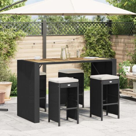 Vidaxl – Lot de 4 tabourets de bar en résine tressée – Coussins épais en tissu polyester – Dimensions 40x40x76cm – Capacité 110kg par siège