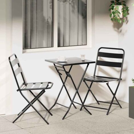 vidaXL  Garden Bistro Set  Folding 3 pcs Anthracite Steel (1/5)