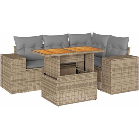 Salon de jardin avec coussins 5 pcs beige résine tressée vidaXL (1/5)