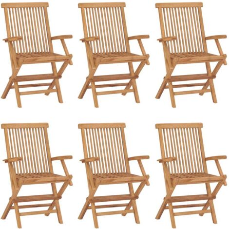 Chaises pliables de jardin lot de 6 Bois de teck solide vidaXL (1/6)