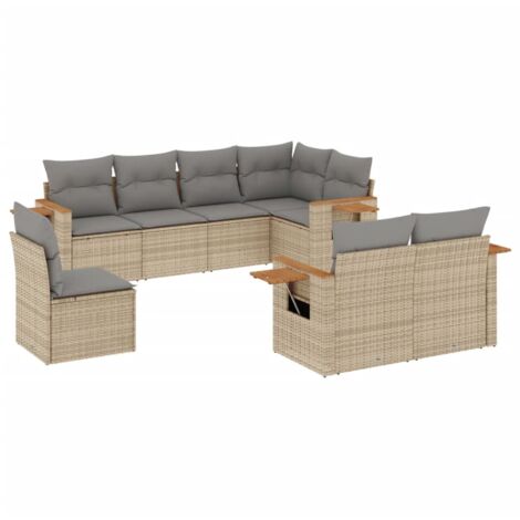 Salon de jardin avec coussins 8 pcs beige résine tressée vidaXL (1/3)