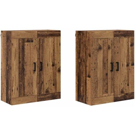 Meuble mural Montage mural 2 pcs Bois ancien 69,5 x 34 x 90 cm vidaXL (1/5)