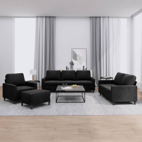 Ensemble de canapés 4 pcs avec coussins Noir Velours vidaXL