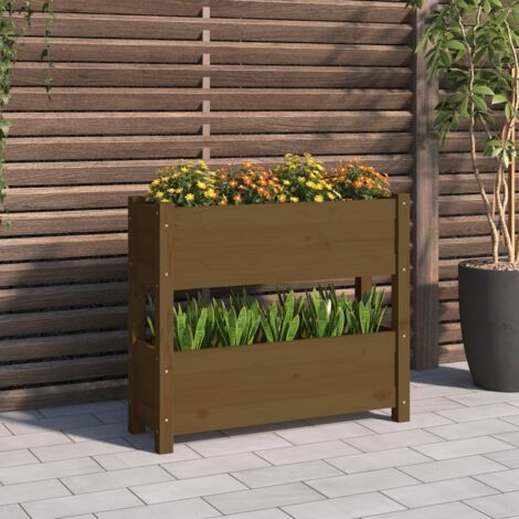 Jardinière Marron miel 77x25x66 cm Bois massif de pin vidaXL (1/5)