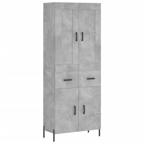 Buffet haut Gris béton 69,5x34x180 cm Bois d'ingénierie vidaXL (1/5)