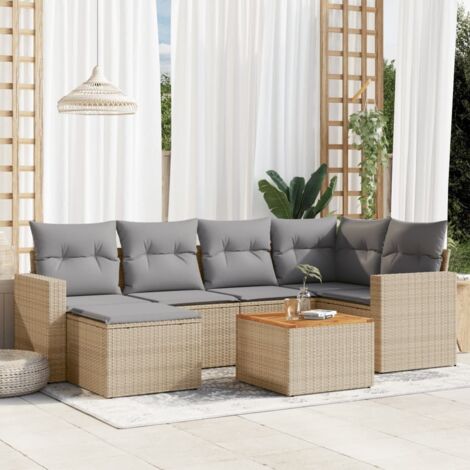 Salon de jardin avec coussins 7pcs mélange beige résine tressée vidaXL (1/5)