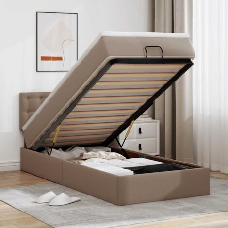 Cadre de lit ottoman et matelas cappuccino 90x190 cm similicuir vidaXL (1/5)