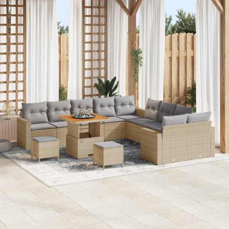 Ensemble de canapé de jardin 17 pcs Beige et Gris clair vidaXL (1/5)