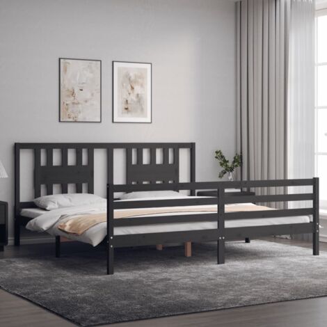 Cadre de lit sans matelas gris 200x200 cm bois massif vidaXL (1/5)