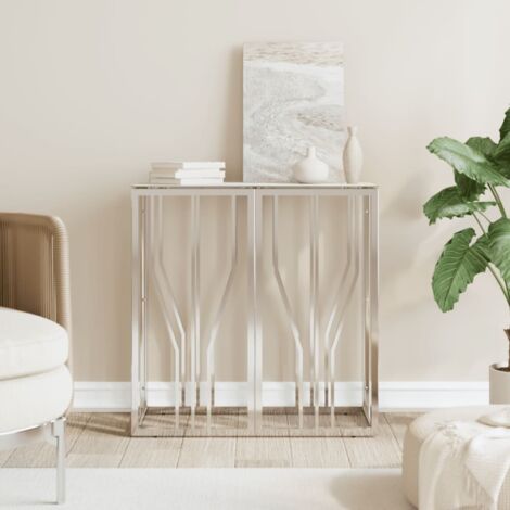 Table console argenté 70x30x70 cm acier inoxydable et verre vidaXL