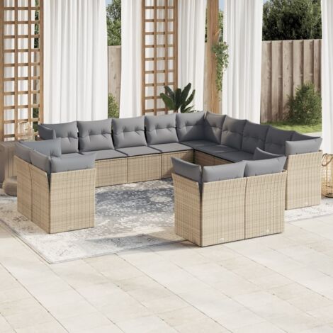 Salon de jardin avec coussins 13 pcs beige résine tressée vidaXL (1/3)
