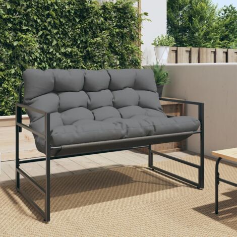 Vidaxl – Banc de jardin avec coussin épais 113 x 67 x 76 cm – Acier enduit de poudre – Capacité 220 kg – Housse imperméable recommandée