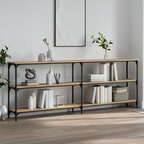 Vidaxl – Table console chêne sonoma 200x29x75 cm – Bois d'ingénierie – Cadre métal – Pieds réglables pour sol irrégulier - vidaXL222402