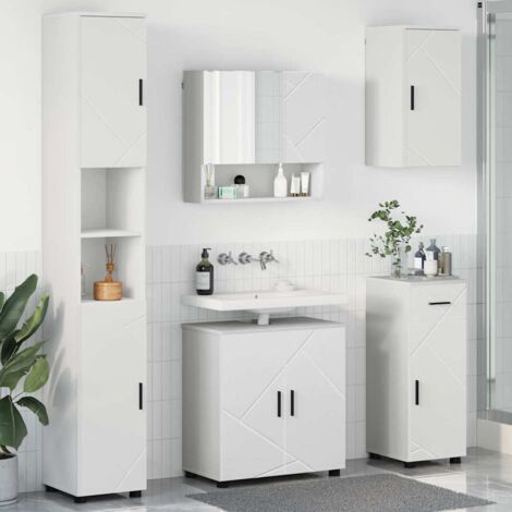 Ensemble de mobilier de salle de bain avec tiroir 5 pcs Blanc vidaXL (1/5)
