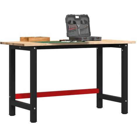 Établi 140x60x81,5 cm bois de chêne massif vidaXL (1/5)