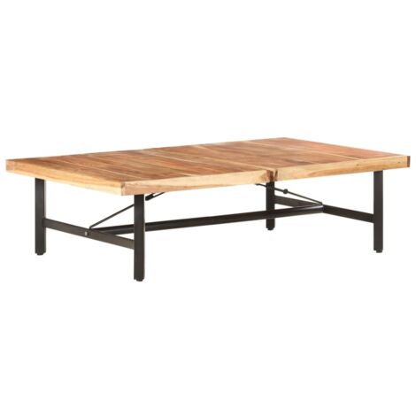 Vidaxl – Table basse fixe en bois d'acacia massif 142x90x42 cm – Design classique – Pieds en fer enduit de poudre – Stable et durable (1/5)