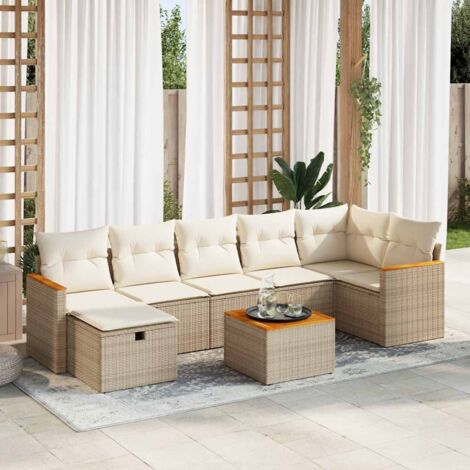 Salon de jardin avec coussins 8 pcs beige résine tressée vidaXL (1/5)