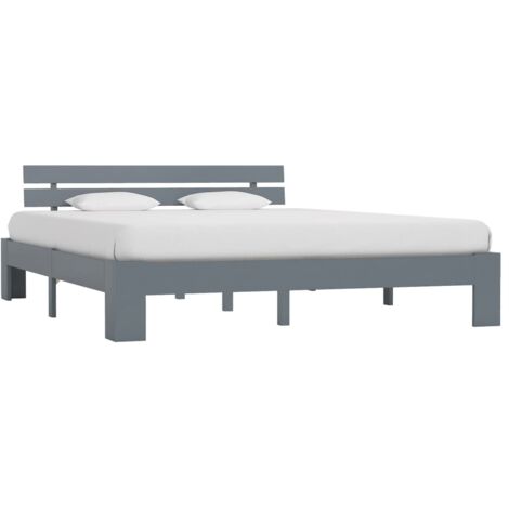 Vidaxl – Cadre de lit 180x200 cm en bois massif de pin gris – Lattes en contreplaqué – Facile à assembler – Design moderne et robuste