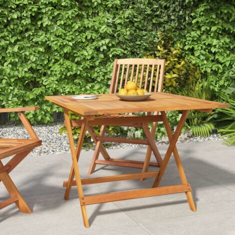 Vidaxl – Table de jardin pliable 90x90x75 cm en bois d'acacia massif – Surface facile à nettoyer – Avec trou de parasol – Idéale pour terrasses et patios