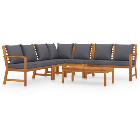 Salon de jardin 6 pcs avec coussin Bois d'acacia solide vidaXL