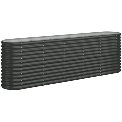 Vidaxl – Lit surélevé de jardin en acier enduit de poudre anthracite – Dimensions 224 x 40 x 68 cm – Forme ovale pour espaces extérieurs