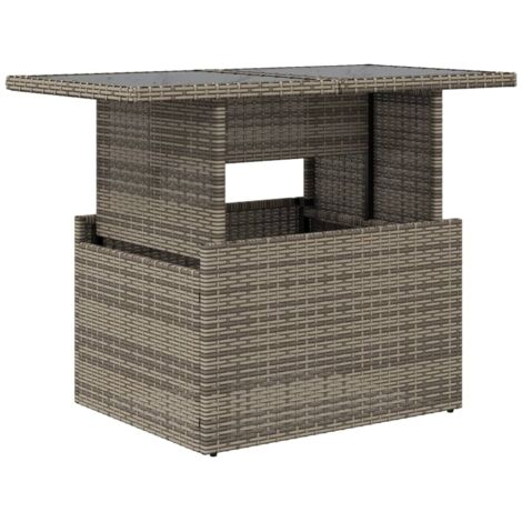 Vidaxl – Table de jardin en résine tressée – Dessus en verre trempé – Dimensions 100x55x73cm – Résistante aux intempéries – Idéale pour repas en extérieur