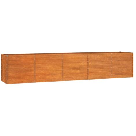 Vidaxl – Lit surélevé en acier corten 400x80x77 cm – Design sans fond pour drainage optimal – Parfait pour plantes et légumes