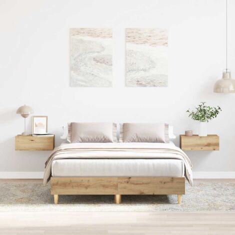 Vidaxl – Cadre de lit chêne artisanal 120x190 cm – Sommier à lattes pour soutien optimal – Pieds robustes pour stabilité – Assemblage requis (1/6)