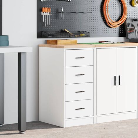 Vidaxl – Armoire de rangement garage 40x51x85 cm – Bois de pin durable – 4 tiroirs spacieux – Surface de travail robuste