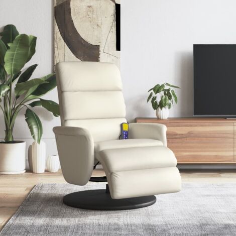 Fauteuil inclinable de massage et repose-pieds crème similicuir vidaXL