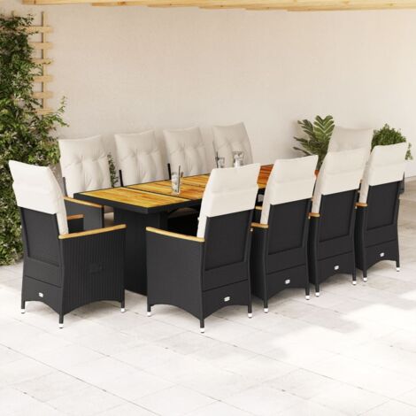 Ensemble de bistro de jardin 11 pcs coussins noir poly rotin vidaXL (1/5)