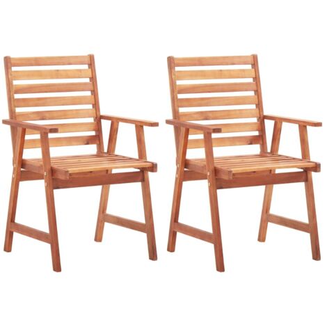 Vidaxl – Lot de 2 chaises de jardin en bois d'acacia massif – Conception à lattes – Charge maximale 110 kg – Dimensions 56x62x92 cm (1/8)