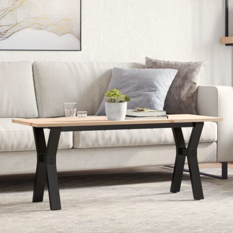 Table basse cadre en Y 110x40x45 cm bois de pin massif et acier vidaXL (1/5)