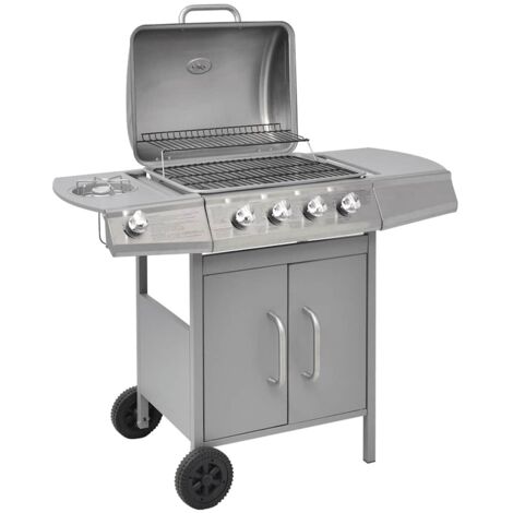 Vidaxl – Barbecue à gaz 4 brûleurs + 1 zone latérale – 9,7 kW – Thermomètre intégré – Bac à graisse amovible – Housse incluse (1/7)