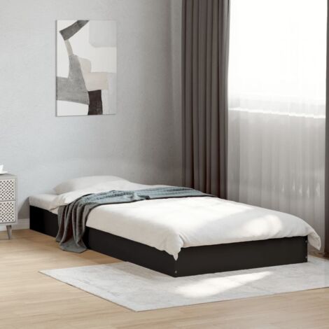 Cadre de lit sans matelas noir 75x190 cm bois ingénierie vidaXL (1/6)