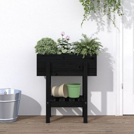 Jardinière noir 62x30x69 cm bois massif de pin vidaXL (1/5)