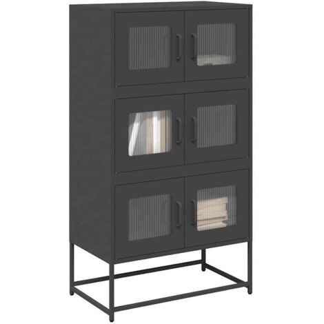 vidaXL Buffet haut noir 68x39x123 cm acier (1/5)