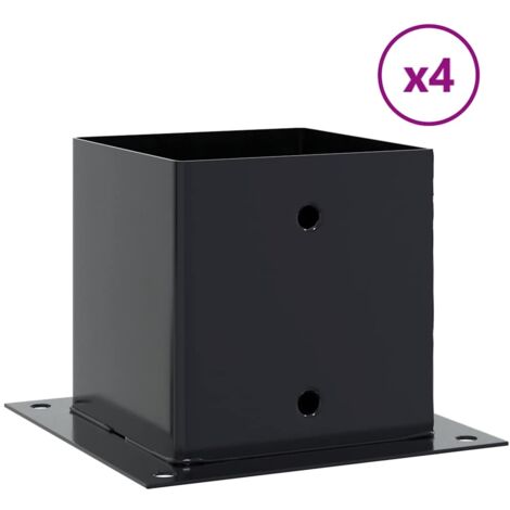 Vidaxl – Bases de poteau carrées 4 pcs – Acier enduit de poudre – Dimensions 141x141 mm – Hauteur 15 cm – Pour béton et bois