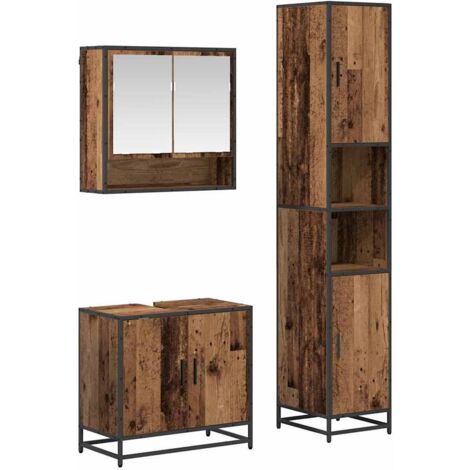 Ensemble de mobilier de salle de bain 3 pcs Bois Ancien vidaXL (1/5)