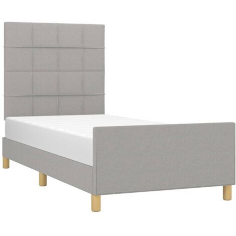 Cadre de lit avec tête de lit Gris clair 90x190 cm Tissu (1/5)