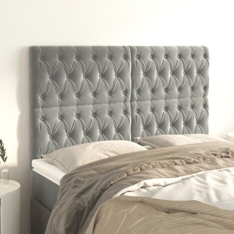 Tête de lit Gris clair 160x7x118/128 cm Velours vidaXL (1/5)
